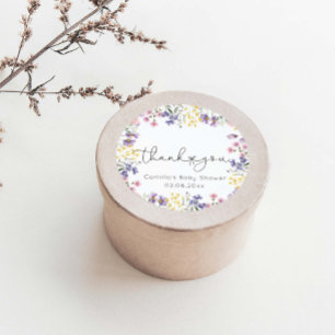 Wildflowers Baby Shower Classic Round Sticker