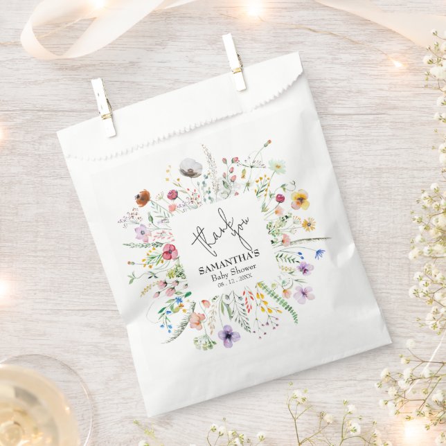 Wildflowers Baby Shower Favour Bags (Clipped)