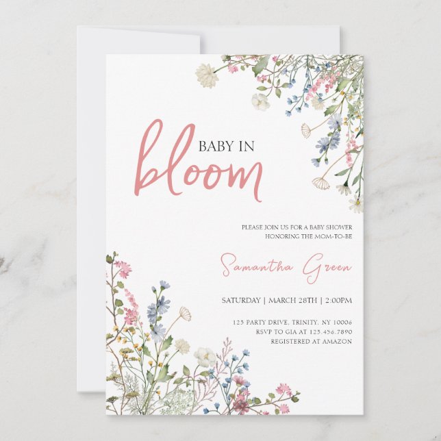 Wildflowers Baby Shower Invitation (Front)