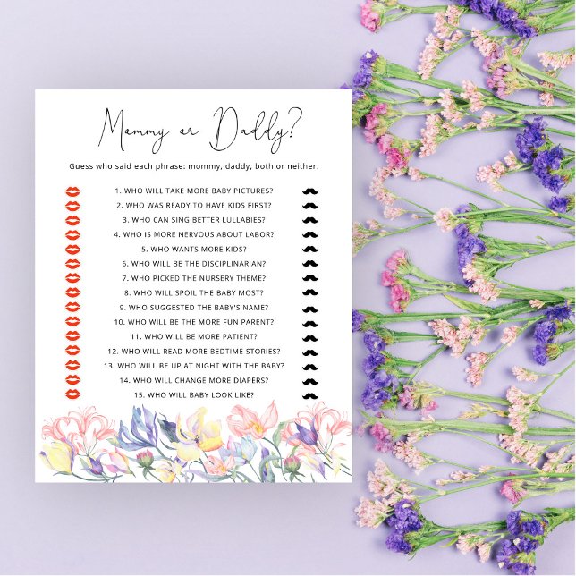 Wildflowers baby shower Mummy or Daddy game (Creator Uploaded)