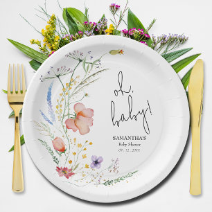 Wildflowers Baby Shower Paper Plate