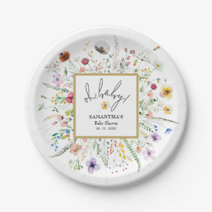 Wildflowers Baby Shower Paper Plate