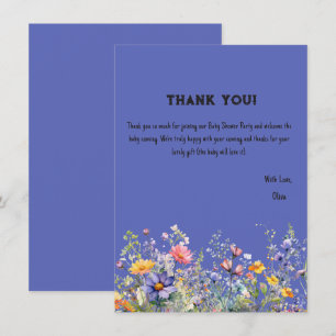Wildflowers Baby Shower Thank You Card