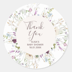 Wildflowers Baby Shower Thank You Sticker