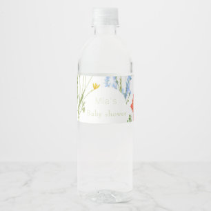 wildflowers Baby shower Water Bottle Label