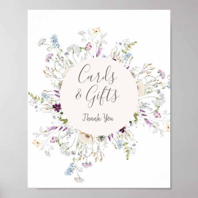 Wildflowers Baby Shower Watercolor Favour Poster (Front)