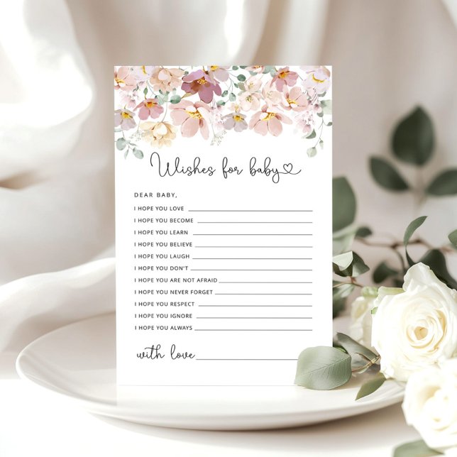 Wildflowers baby shower wishes for baby card (Creator Uploaded)