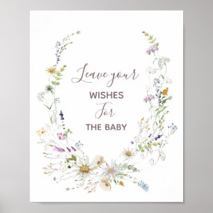 Wildflowers Baby Shower Wishes for Baby Sign