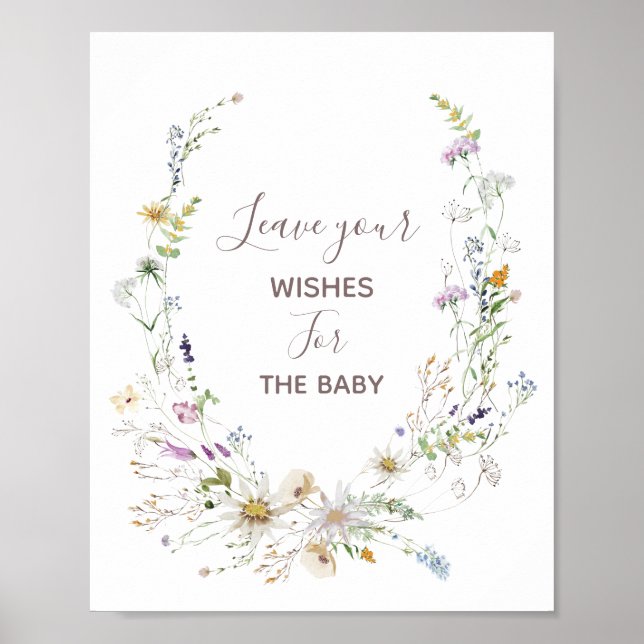 Wildflowers Baby Shower Wishes for Baby Sign (Front)