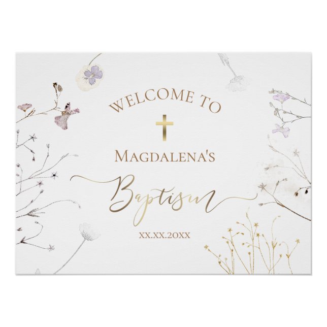 wildflowers Baby's Baptism sign (Front)