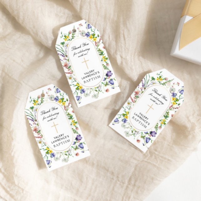 Wildflowers Baptism Boho Chic Gift Tags (Creator Uploaded)