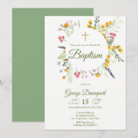 Wildflowers Baptism Religious event Invitation