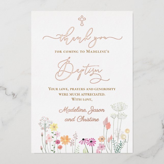 wildflowers Baptism thank you for coming (Front)