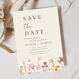 Wildflowers Beige Boho Save the Date Minimalist