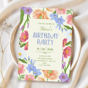 Wildflowers birthday invitation