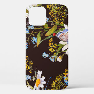 Wildflowers: black background watercolor iPhone 12 case