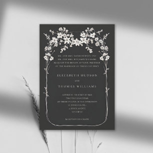 Wildflowers Black Boho Arch Formal Type Wedding Invitation