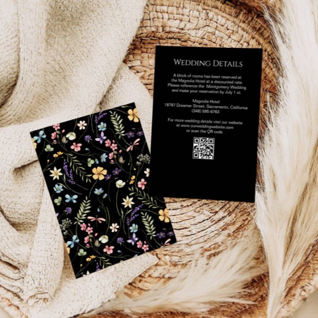Wildflowers  Black Floral Wedding Details  Enclosure Card (Creator Uploaded)