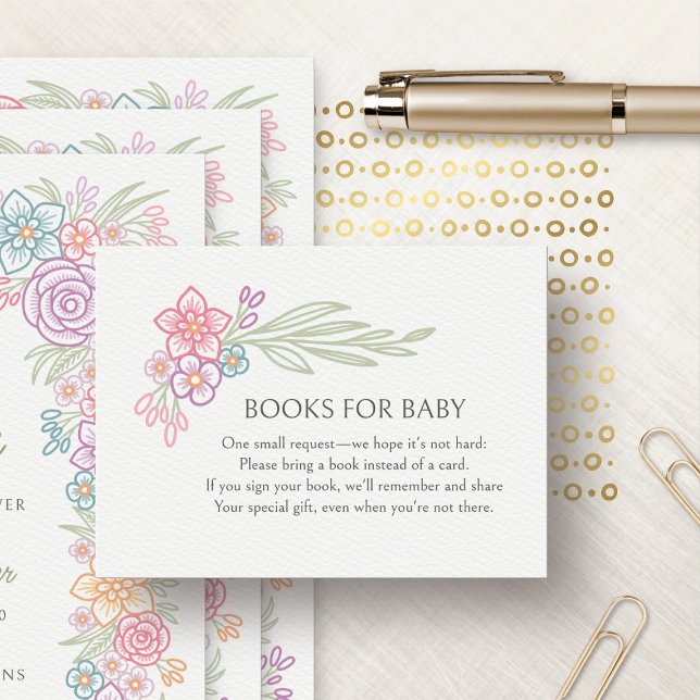 Wildflowers Bloom Floral Books Baby Shower Enclosure Card (Creator Uploaded)