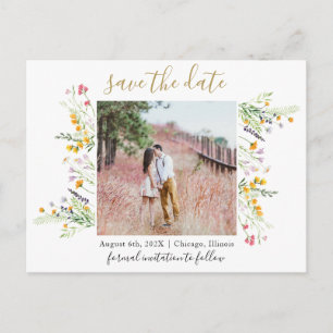 Wildflowers blooms save the date photo postcard
