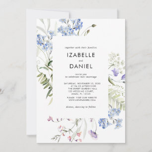 Wildflowers Blue Botanical Summer Invitation