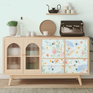 Wildflowers Blue Floral Bee Butterfly Decoupage Tissue Paper