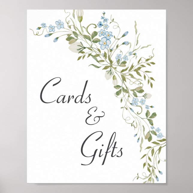 Wildflowers Blue Green Wedding Cards and Gifts Poster (Front)