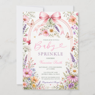 Wildflowers Blush Pink Bow coquette Baby Sprinkle Invitation