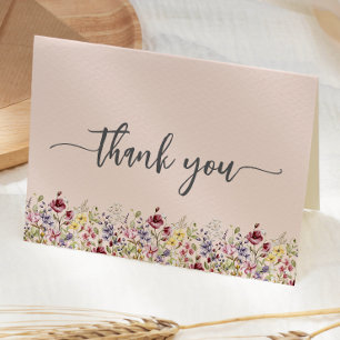 Wildflowers Blush Pink Floral Baby Shower Thank You Card