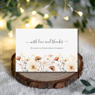 Wildflowers Boho Beige Terracotta Rust Wedding Thank You Card