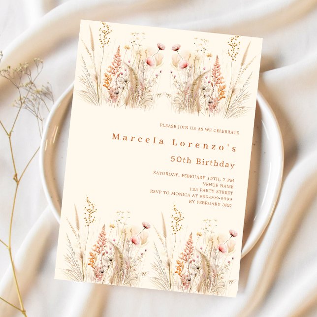 Wildflowers boho birthday luxury invitation (Creator Uploaded)