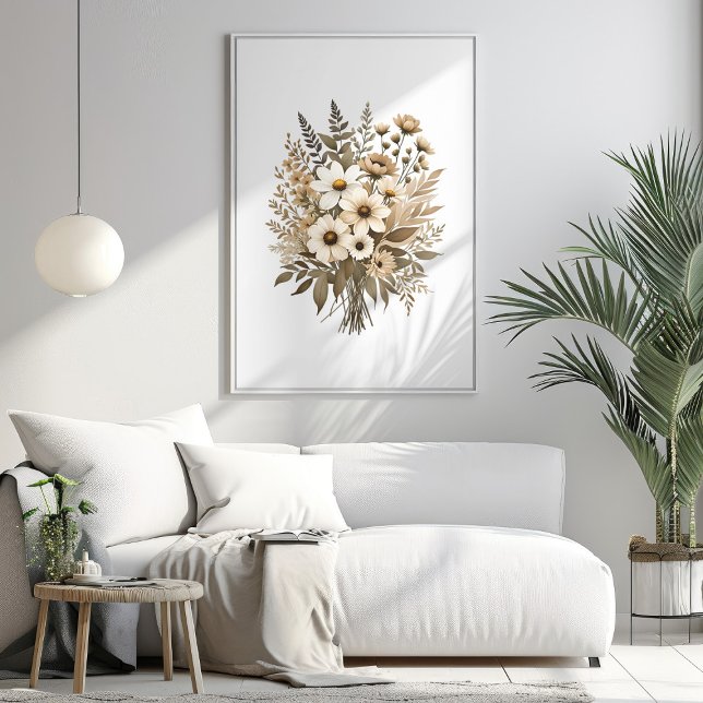 Wildflowers Boho Botanical Watercolor Art Print (Wildflowers Boho Botanical Watercolor Art Print Mockup 1)