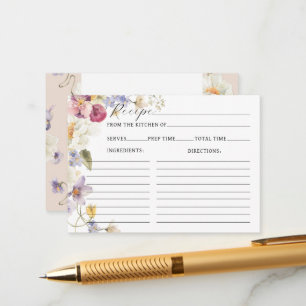 Wildflowers Boho Bridal Shower Recipe Enclosure Card