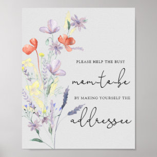 Wildflowers Boho - Help the Busy Mum-to-Be Address Poster