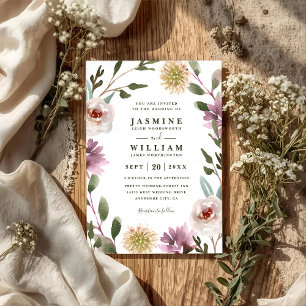 Wildflowers Boho Rustic Elegant QR Code Wedding Invitation