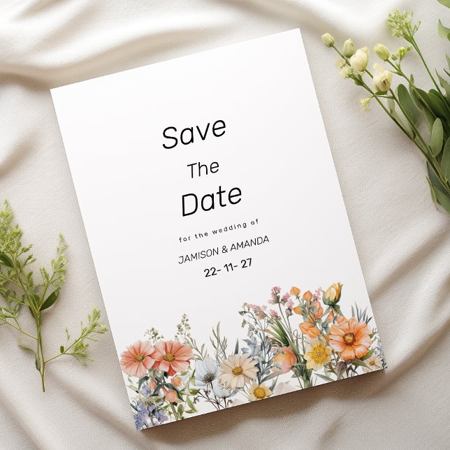 Wildflowers botanical garden floral Save The Date Invitation (Wildflowers botanical garden floral Save The Date )