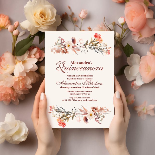 Wildflowers Botanical Garden Quinceanera Birthday Invitation (Creator Uploaded)