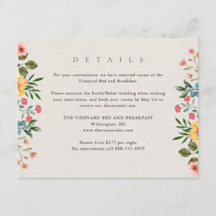 Wildflowers Botanical Garden Wedding Details Enclosure Card