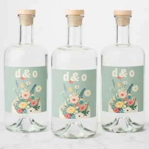 Wildflowers Botanical Garden Wedding Liquor Bottle Label