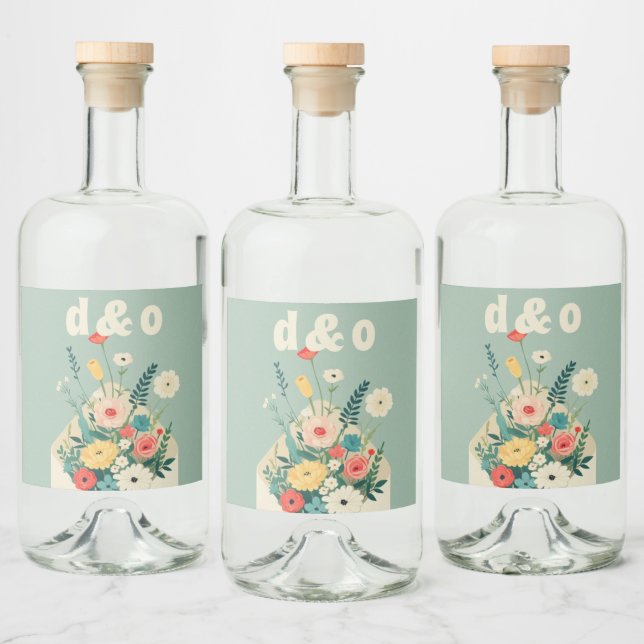 Wildflowers Botanical Garden Wedding Liquor Bottle Label (Bottles)