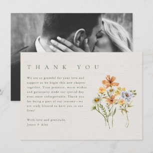 Wildflowers Botanical Garden Wedding Photo Thank You Card