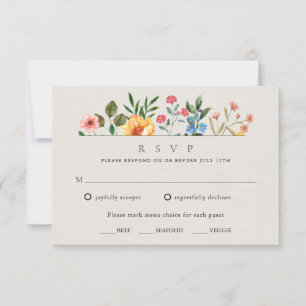 Wildflowers Botanical Garden Wedding RSVP Card