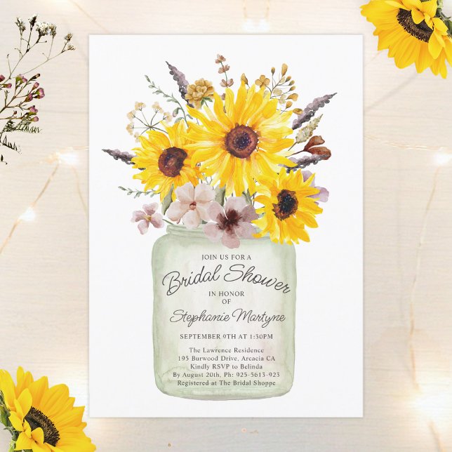 Wildflowers Botanical Jar Floral Bridal Shower Invitation (Creator Uploaded)