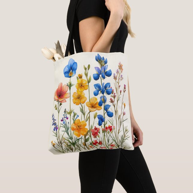 wildflowers botanical nature garden tote bag (Close Up)