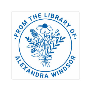 Wildflowers Bouquet #1 Library Book Name Embosser Self-inking Stamp