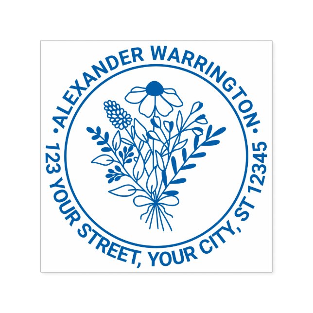 Wildflowers Bouquet #1 Name Return Address Self-inking Stamp (Design)