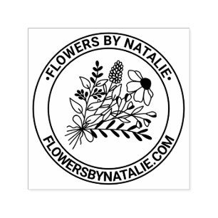 Wildflowers Bouquet #1L Florist Logo Name Website Self-inking Stamp