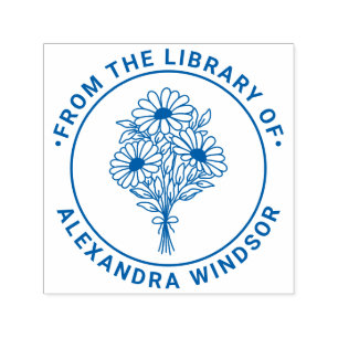 Wildflowers Bouquet #2 Library Book Name Embosser Self-inking Stamp