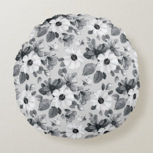 Wildflowers Bouquet Watercolor Vintage Illustratio Round Cushion