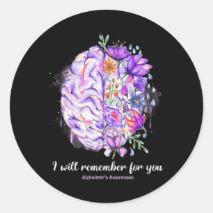 Wildflowers Brain Remember For You Alzheimer Brain Classic Round Sticker